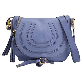 Bolsa de Sela Marcie Medium Chloé em Couro Texturizado Azul Azul Azul claro