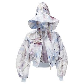 Alexander McQueen William Blake Dante Batwing Cropped Kapuzenbomber Blau