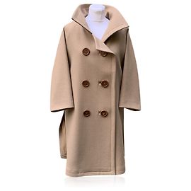 Chloé Beige Wool Double Breasted Coat Size 36 FR Beige