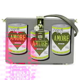 Dolce & Gabbana-Dolce & Gabbana Pink Printed Acrylic Amore Can Box Crossbody Bag-Pink