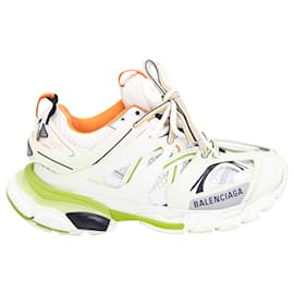 Balenciaga-Balenciaga Track Sneakers in White Orange Polyurethane-White,Cream
