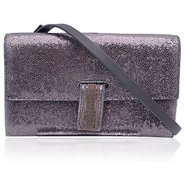 Brunello Cucinelli Borsa a tracolla piccola in pelle argentata Argento