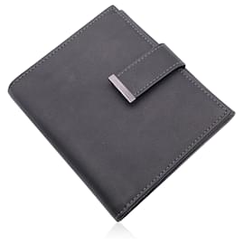 Autre Marque-Poltone Frau Grey Charcoal Leather Compact Wallet with Box-Grey