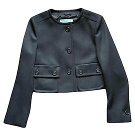 Giacca Prada Cavalry Twill in lana nera Nero