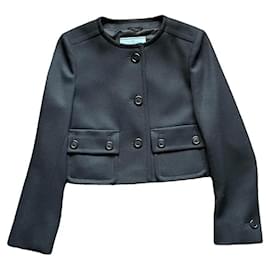 Prada Cavalry Twill Wool Jacket Black Black