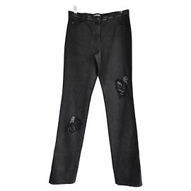 Chanel Resort 2006 06C Sequin Distressed Patchwork Jeans Black