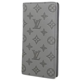 Louis Vuitton-Louis Vuitton Long Wallet Monogram Shadow Portefeuille Brazza-Brown