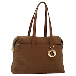 Christian Dior-Christian Dior Canage Shoulder Bag Nylon Brown Gold Auth bs17856-Brown,Golden