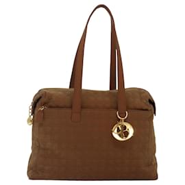 Christian Dior-Christian Dior Canage Shoulder Bag Nylon Brown Gold Auth bs17856-Brown,Golden