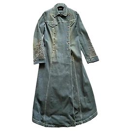 Abrigo Krizia de mezclilla azul bordado algodón Azul