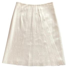 Gonna Guy Laroche in lana e cashmere ecru Crudo Bianco sporco