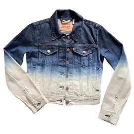Giacca di jeans Trucker Levi's blu e bianca cotone Bianco Blu