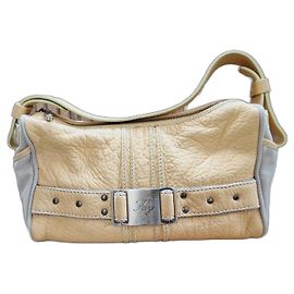 Bolsa Fay bege e amarela de couro e algodão Bege Amarelo