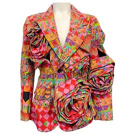 Blazer Multi Padrão da Comme des Garcons com Recortes e Rosetas - COLECIONÁVEL RARO Multicor