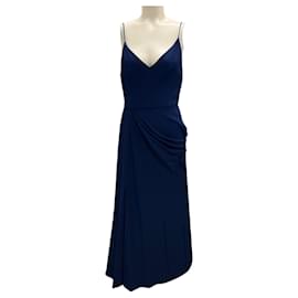 Alexander Mcqueen-Alexander McQueen Blue 2022 Draped Spaghetti Strap Long Dress-Blue
