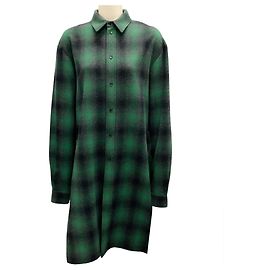 Amiri Green / Black Plaid Button-down Shirtdress Green