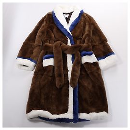 Abrigo de piel de conejo DONDUP en marrón, talla 42 Castaño