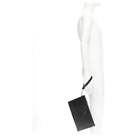 Versace-Versace Palazzo Medusa Emblem Black Saffiano Leather Zip Pouch Clutch-Black