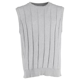 Autre Marque- Mr. P. Ribbed Knit Vest in Grey Cotton-Grey