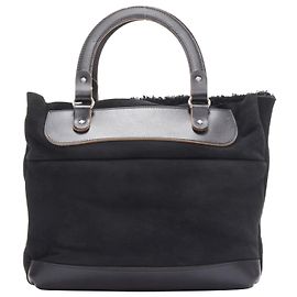 Marni Black Shearling Lined Top Handle Crossbody Soft Tote Bag Black