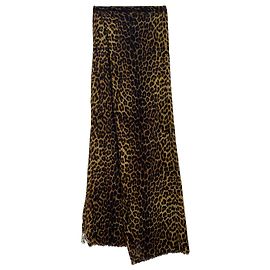 Cachecol de lã com estampa de leopardo Saint Laurent em marrom Outro Impressão em python