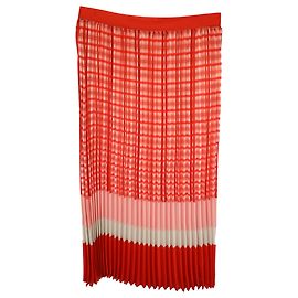 Iris & Ink Plaid Pleated Midi Skirt in Red Viscose Other