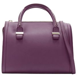 Victoria Beckham Seven Purple Leather Rolled Handle Structured Bowling Bag Purple