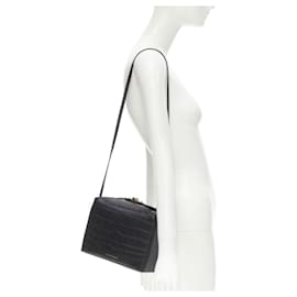 Alexander Mcqueen-Alexander Mcqueen The Box Black Scaled Leather Gold Turn Lock Crossbody Bag-Black