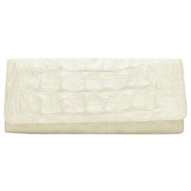 Maison Martin Margiela MAISON MARGIELA Bolsa clutch oversized em couro off white imitação crocodilo Branco Cru