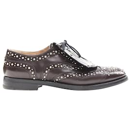 Church's-Church'S Burwood Met Cordovan Dark Brown Silver Studded Fringe Brogue Eu36-Brown