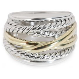 David Yurman Crossover Ring in 14k Yellow Gold/Sterling Silver Silvery Metallic