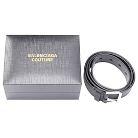Balenciaga-new BALENCIAGA 50th COUTURE 2021 black gold logo box clutch bag  leather belt-Black