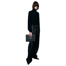 Balenciaga-new BALENCIAGA 50th COUTURE 2021 black gold logo box clutch bag  leather belt-Black