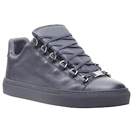Balenciaga-Balenciaga Demna Arena Navy Blue Grained Leather Low Top Sneakers Eu42 Us9-Blue,Navy blue