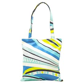 Bolso tote de cuero con estampado Onde Nuages azul y amarillo de Emilio Pucci Azul