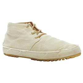 Maison Martin Margiela-Maison Margiela Beige Canvas Leather Lace Up Espadrille Boots Eu39-Brown,Beige