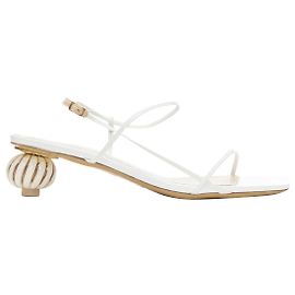 Jacquemus Les Sandales White Minimal Decorative Ball Heel Sandal Eu38 White