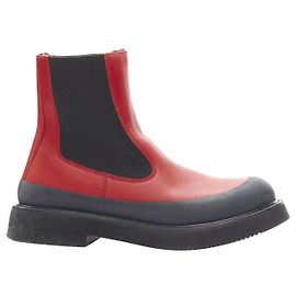 Céline Ancienne Celine Phoebe Philo Bottine Chunky en Cuir Rouge et Caoutchouc Noir Taille Eu37 Rouge