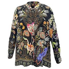 Etro bedruckte Bluse mit langen Ärmeln aus schwarser Seide Schwarz