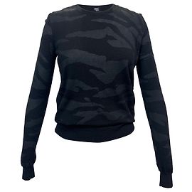 Alexander Mcqueen MCQ Printed Crewneck Sweater in Black Wool Black