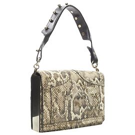 T By Alexander Wang Bolsa de ombro de couro marrom escamado Alexander Wang com aba e alça preta com studs Marrom Bege
