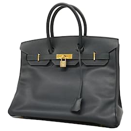 Hermès-Hermes Birkin 35 Handbag in Blue Indigo-Blue
