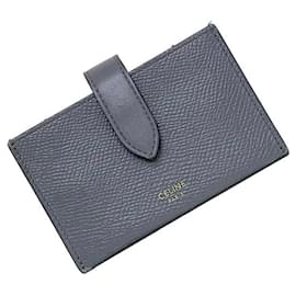 Céline-Celine Gray Leather Card Case-Brown