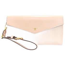 Tod's Light Pink Leather Clutch Bag Pink