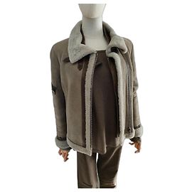 Ventcouvert Grey Taupe Sheep Leather Coat Grey Taupe