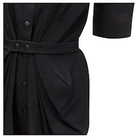 Balenciaga-Balenciaga plunge neckline button front gathered pleat short dress-Black