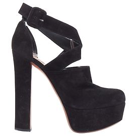 Alaïa Talons compensés en suède noir Alaia avec sangle enroulée très haute Noir