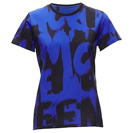 Alexander Mcqueen-Alexander McQueen Logo Beads Embellished Peplum Ribbed Sweater-Blue