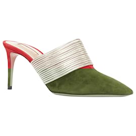 Aquazzura-Aquazzura Rendez Vous red gold tone multi-strand heel mules-Red