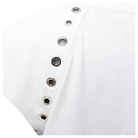 Alexander Mcqueen-Alexander McQueen white cotton eyelet detail studded cap sleeve top -White